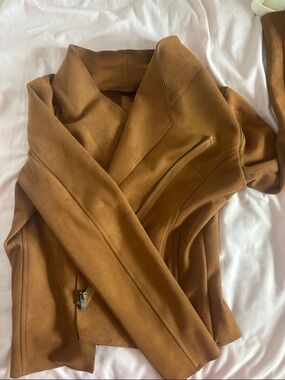 Kut from the Kloth Camel Brown Suede-Look Moto Jacket